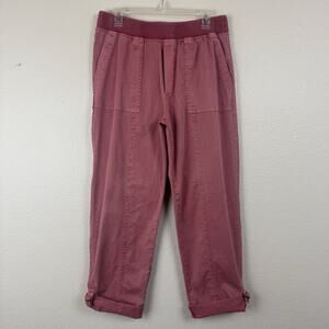 Soft Surroundings Casual Medina Pants Pull On Utility Crop Roll Tab Dusty Rose M
